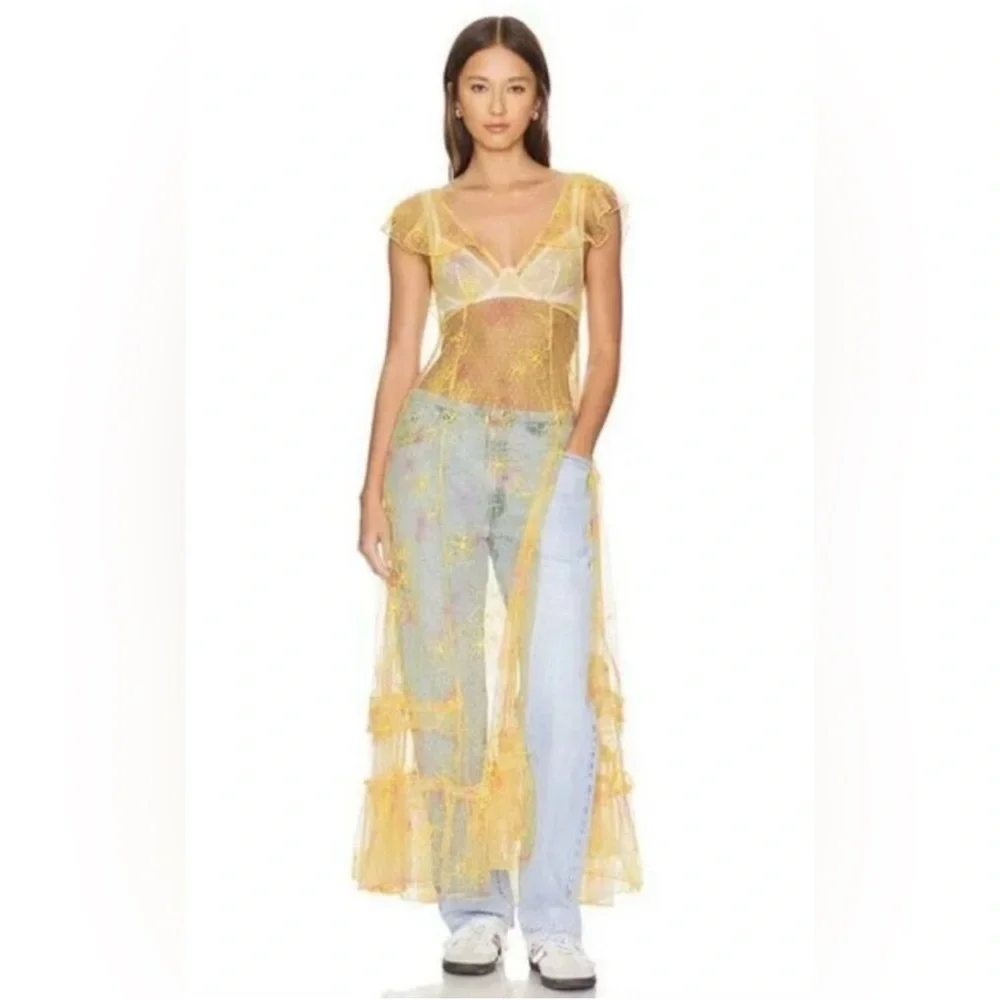 FREE PEOPLE Intimately Postcard From Paris Sheer Maxi Dress size S NWT $198